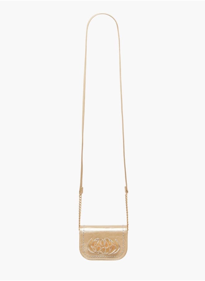 Celeste Girls Embellished Crossbody Bag with Chain Strap and Button Closure  - Image 2