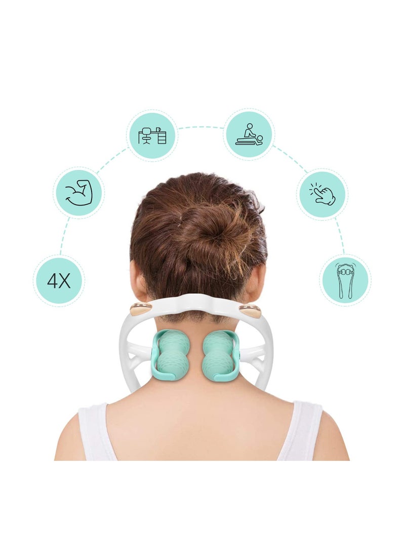 Y&D SYOSI Neck Massager, Handheld Pressure Point Roller Massager Tools for Pain Relief Deep Tissue - Suitable Legs Cervical Waist and Shoulder Relaxer, Self-Massage (Green) - Image 2