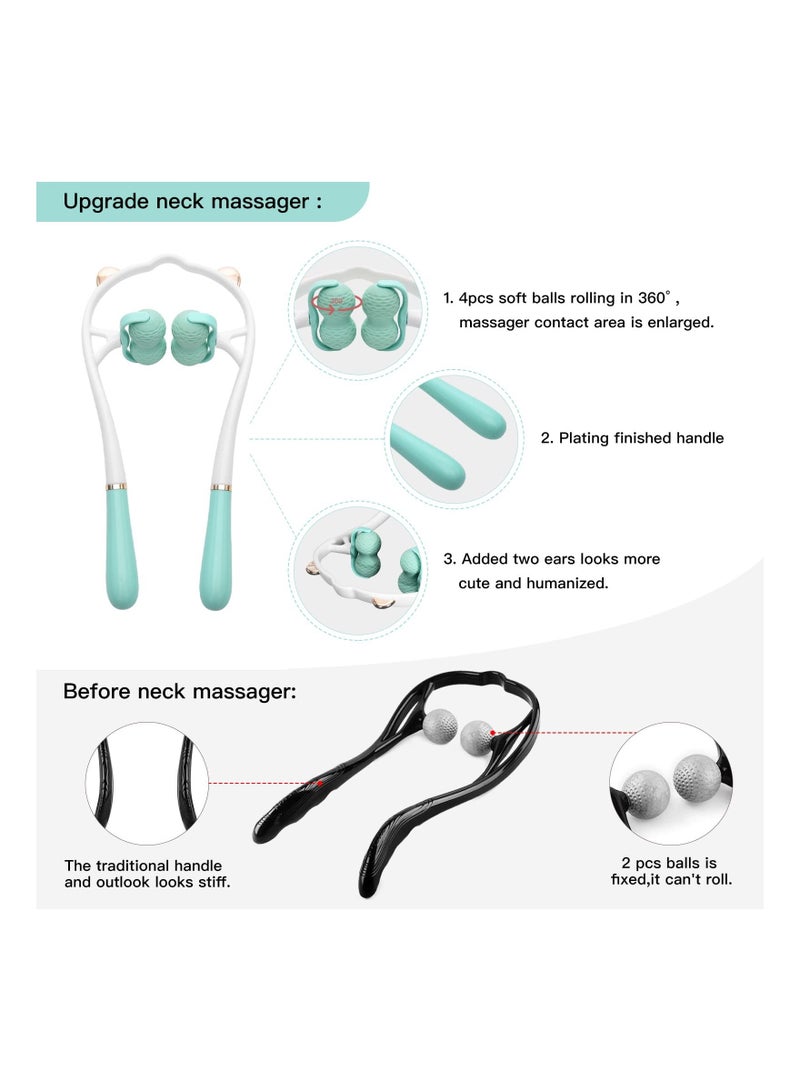 Y&D SYOSI Neck Massager, Handheld Pressure Point Roller Massager Tools for Pain Relief Deep Tissue - Suitable Legs Cervical Waist and Shoulder Relaxer, Self-Massage (Green) - Image 3