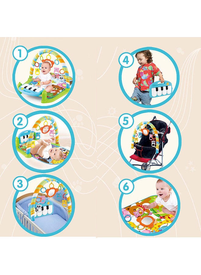 Generic - Baby Playmat Kick and Play Piano Gym with Music LED Lights Hanging Toys Mirror Musical Activity Center Baby Tummy Time Play Mat for Newborn Toddlers - Image 1