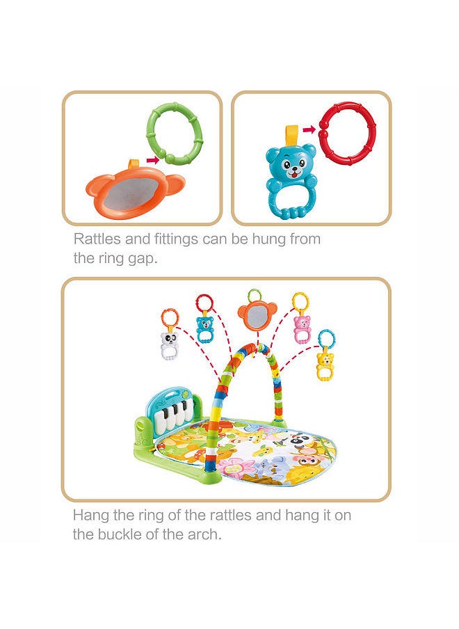 Generic - Baby Playmat Kick and Play Piano Gym with Music LED Lights Hanging Toys Mirror Musical Activity Center Baby Tummy Time Play Mat for Newborn Toddlers - Image 1