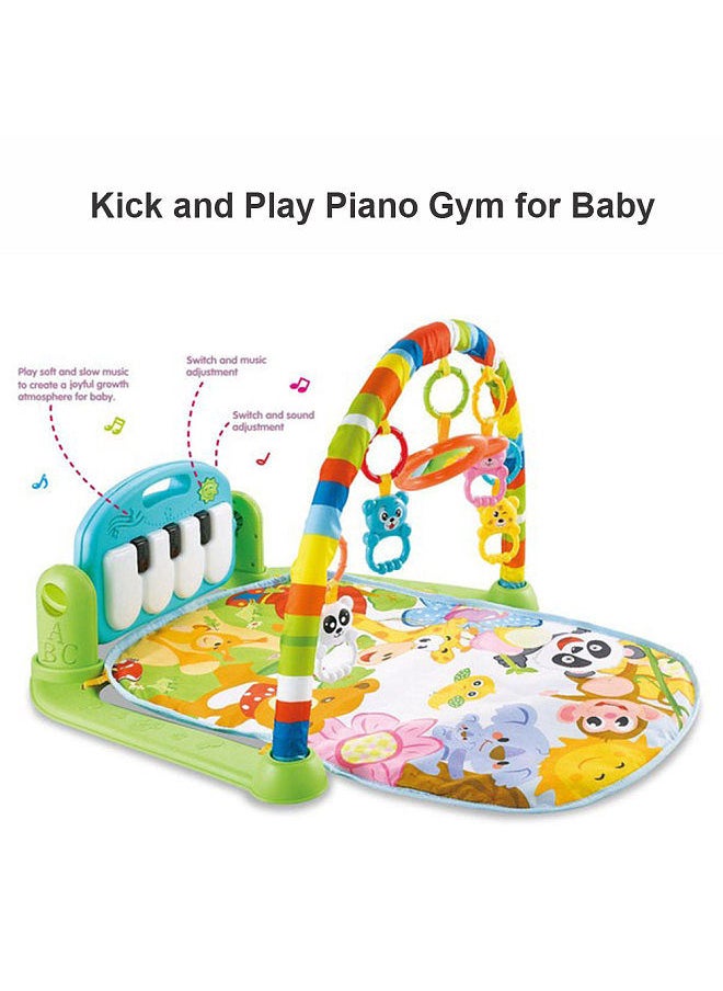 Generic - Baby Playmat Kick and Play Piano Gym with Music LED Lights Hanging Toys Mirror Musical Activity Center Baby Tummy Time Play Mat for Newborn Toddlers - Image 1