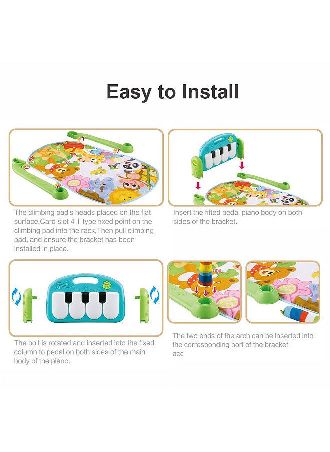 Generic - Baby Playmat Kick and Play Piano Gym with Music LED Lights Hanging Toys Mirror Musical Activity Center Baby Tummy Time Play Mat for Newborn Toddlers - Image 1