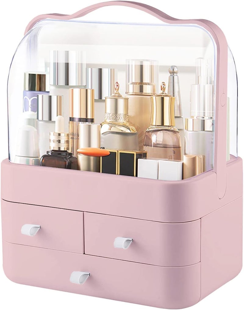 TONSYL Makeup Organizer Box | Countertop Cosmetic Organizer for Woman | Transparent Acrylic Cover Fully Open Clear Makeup Organizer Box | 3 Drawers Cosmetic Products - Image 1