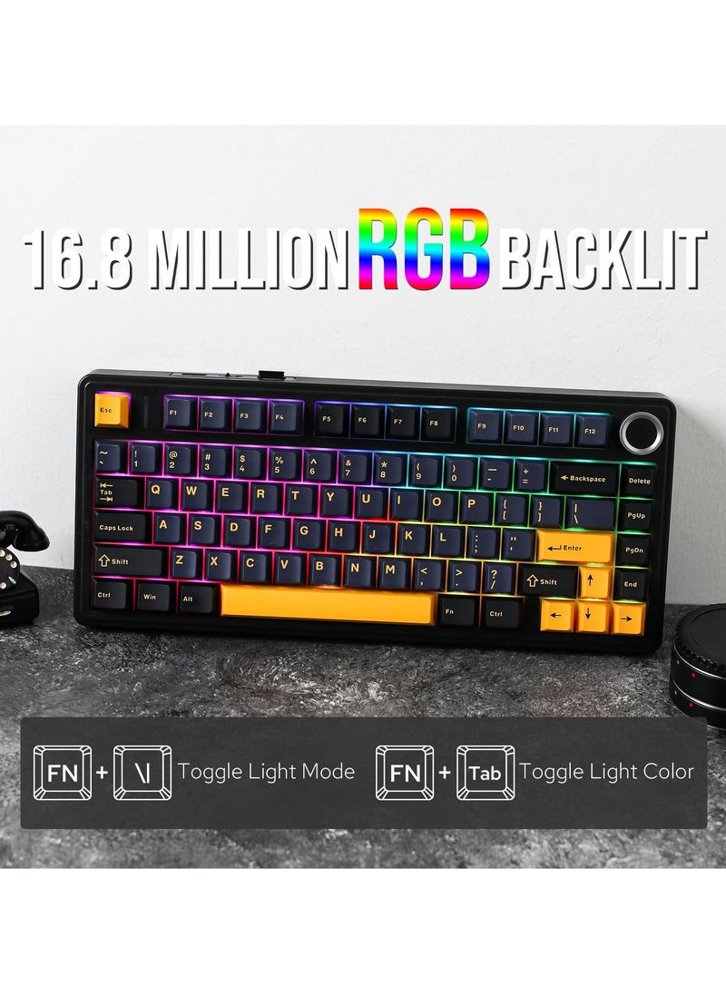 AULA - Aula F75 Crescent Switch Gasket Mechanical Keyboard Hot Swap Gaming Keyboard Bluetooth/Wireless/USB-C - Image 1