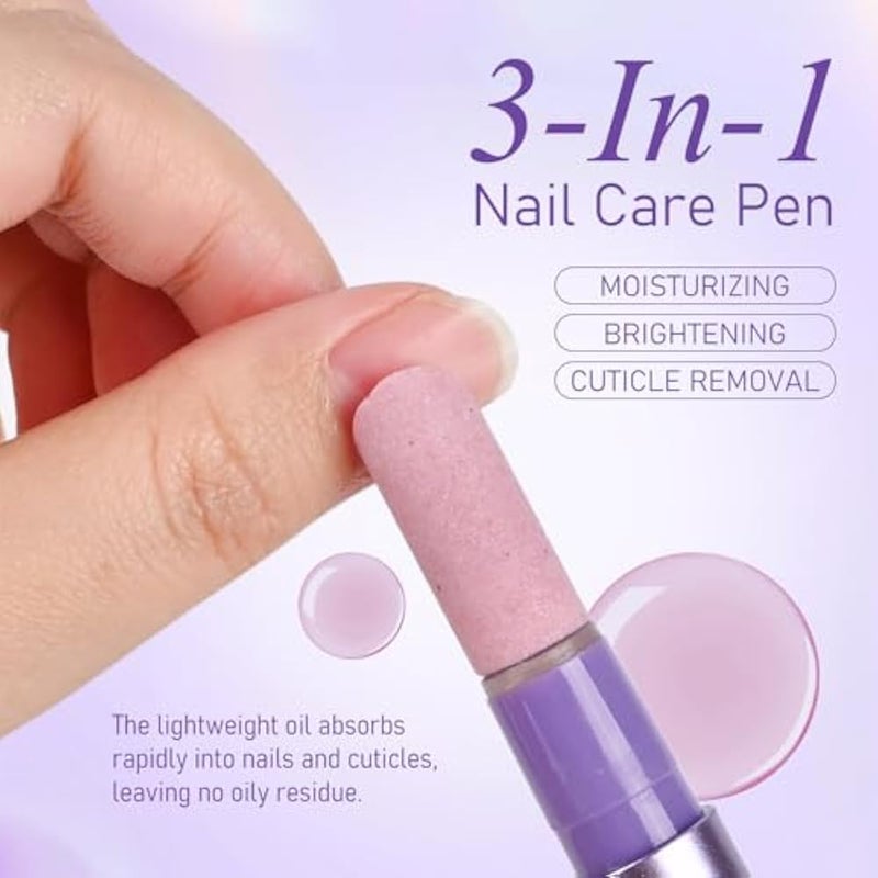 KYDA 3-in-1 Cuticle Oil Pen, Cuticle Pusher Oil Pen with Ceramic Tip, Moisturising and Brightening Cuticle Remover Stick, for Dry, Damaged Nails (A-01) - Image 4