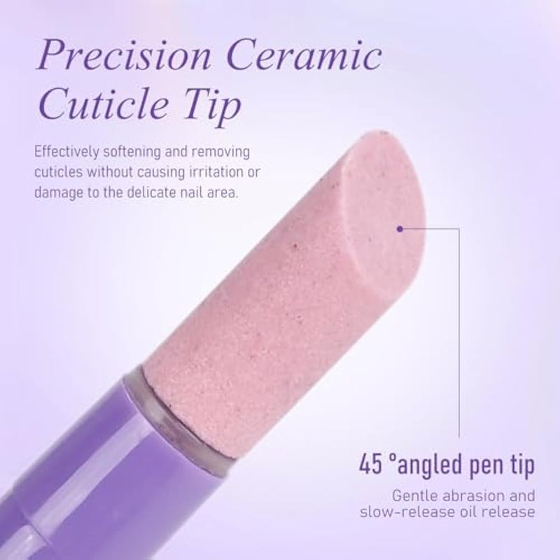 KYDA 3-in-1 Cuticle Oil Pen, Cuticle Pusher Oil Pen with Ceramic Tip, Moisturising and Brightening Cuticle Remover Stick, for Dry, Damaged Nails (A-01) - Image 2