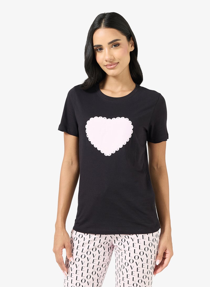 جينجر طقم بيجامة وتيشيرت بطبعة قلب - Image 3