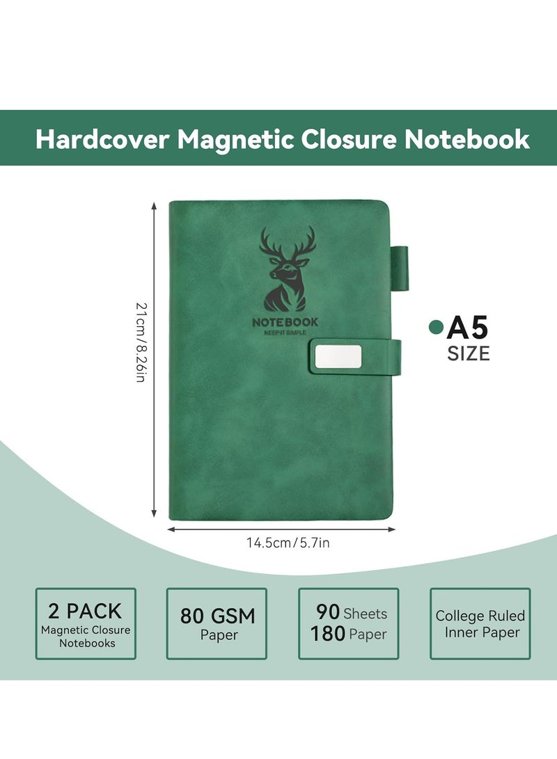 أوزيغالور دفتر يوميات مبطّن مقاس A5، 180 صفحة، غلاف مقوّى، ورق 80 جرام، مشبك مغناطيسي متضمن، أخضر - Image 2