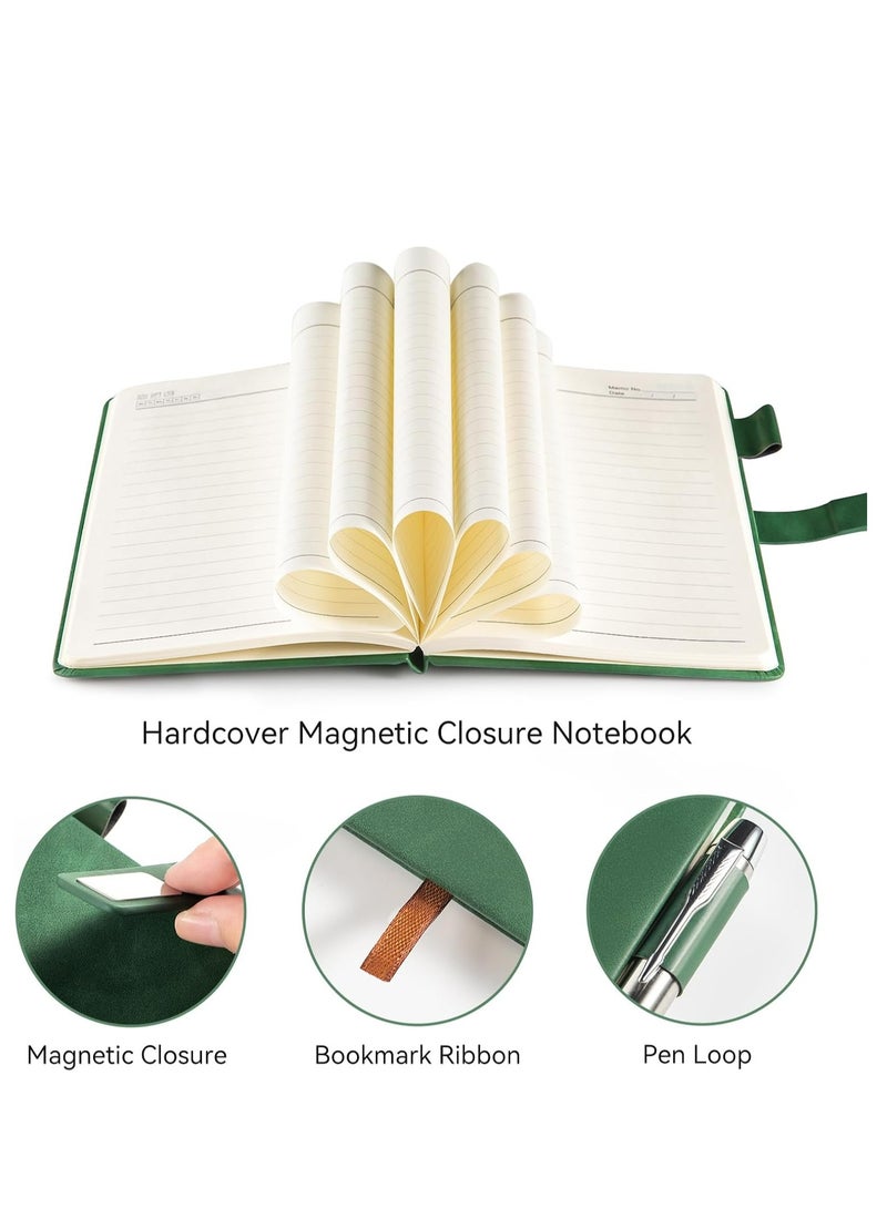 أوزيغالور دفتر يوميات مبطّن مقاس A5، 180 صفحة، غلاف مقوّى، ورق 80 جرام، مشبك مغناطيسي متضمن، أخضر - Image 3