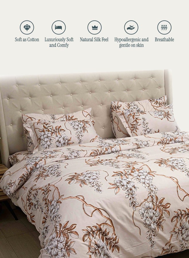 Good Sleep Designer Duvet Cover Set – 6-Piece Beige Floral | King Size 220x240 cm | Soft, Breathable & Elegant | Crafted in Dubai for Everyday Luxury  - Image 1