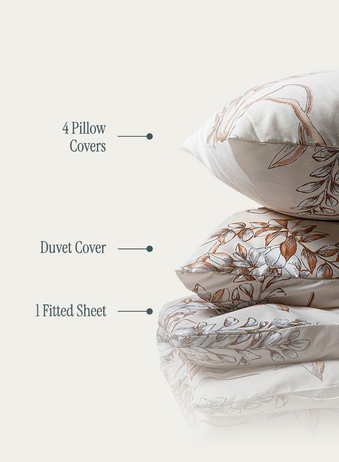 Good Sleep Designer Duvet Cover Set – 6-Piece Beige Floral | King Size 220x240 cm | Soft, Breathable & Elegant | Crafted in Dubai for Everyday Luxury  - Image 3
