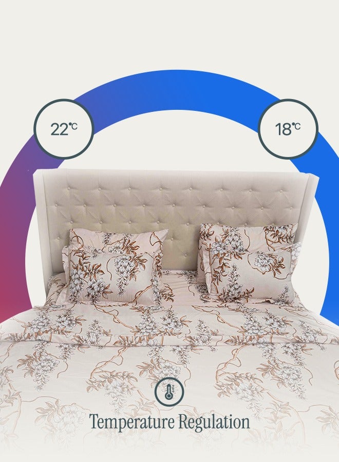 Good Sleep Designer Duvet Cover Set – 6-Piece Beige Floral | King Size 220x240 cm | Soft, Breathable & Elegant | Crafted in Dubai for Everyday Luxury  - Image 5