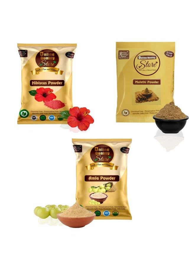Online Quality Store Combo Of Hibiscous Powder (50 G) With Mulethi Powder (Licorice) (50 G) And Amla Powder (50 G)150 Gm  - Image 2