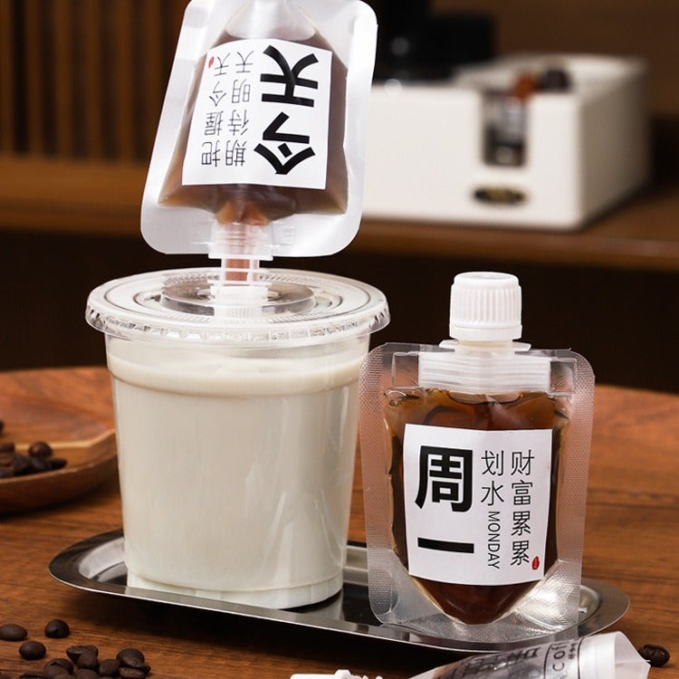 Spot Coffee Liquid Packing Bag Cold Extract Coffee Concentrated Liquid Selling Bag Transparent Frosted Self-Supporting Suction Mouth Bag - Image 3
