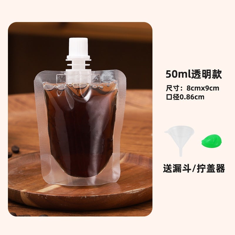 Spot Coffee Liquid Packing Bag Cold Extract Coffee Concentrated Liquid Selling Bag Transparent Frosted Self-Supporting Suction Mouth Bag - Image 1