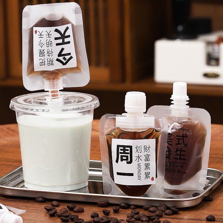 Spot Coffee Liquid Packing Bag Cold Extract Coffee Concentrated Liquid Selling Bag Transparent Frosted Self-Supporting Suction Mouth Bag - Image 2
