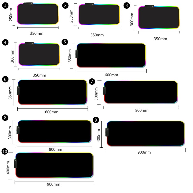 RGB Gaming Mousepad: Anti-Slip Rubber Base - Vibrant Customizable LED Lighting Luminous Pad for Esports Gaming, Office Desk Setups - Image 2