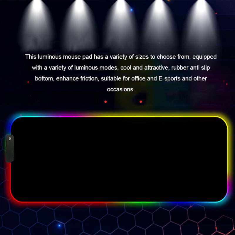 RGB Gaming Mousepad: Anti-Slip Rubber Base - Vibrant Customizable LED Lighting Luminous Pad for Esports Gaming, Office Desk Setups - Image 4