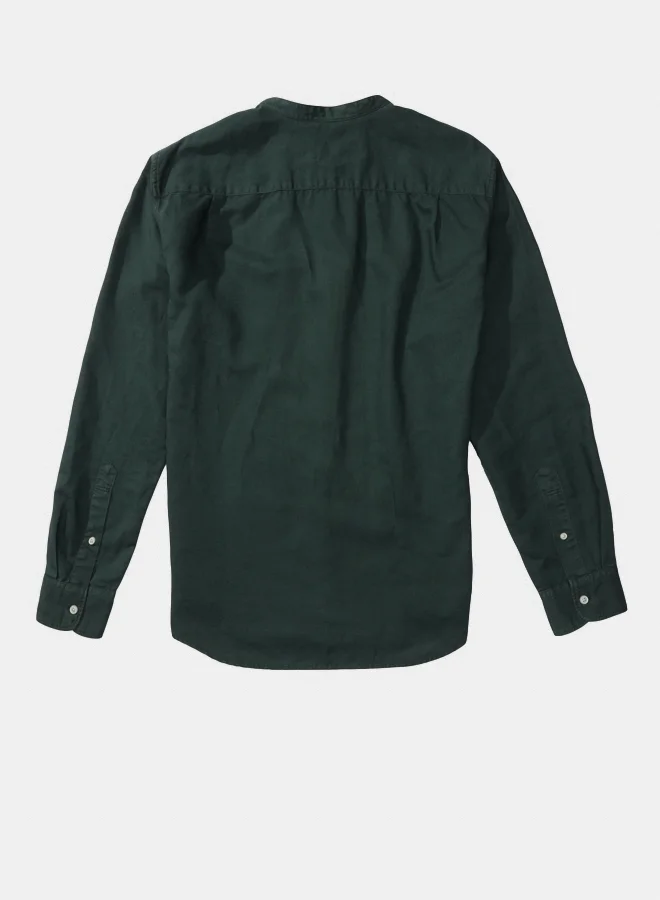 American Eagle AE Band Collar Linen Button-Up Shirt