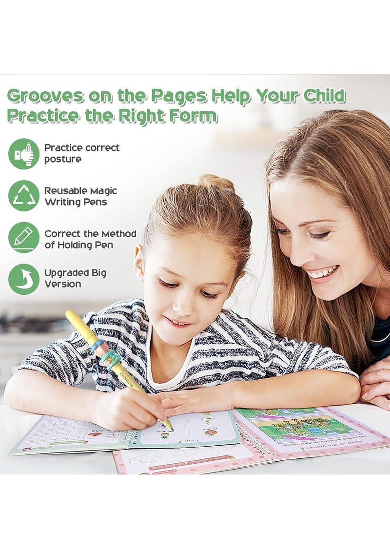 MAGIC VAULT Magic Ink Copybooks for Kids Reusable Handwriting Workbooks for Preschools Grooves Template Design and Handwriting Aid Magic Practice Copybook for Kids The Print Writing (4 Books with Pens)  - Image 3