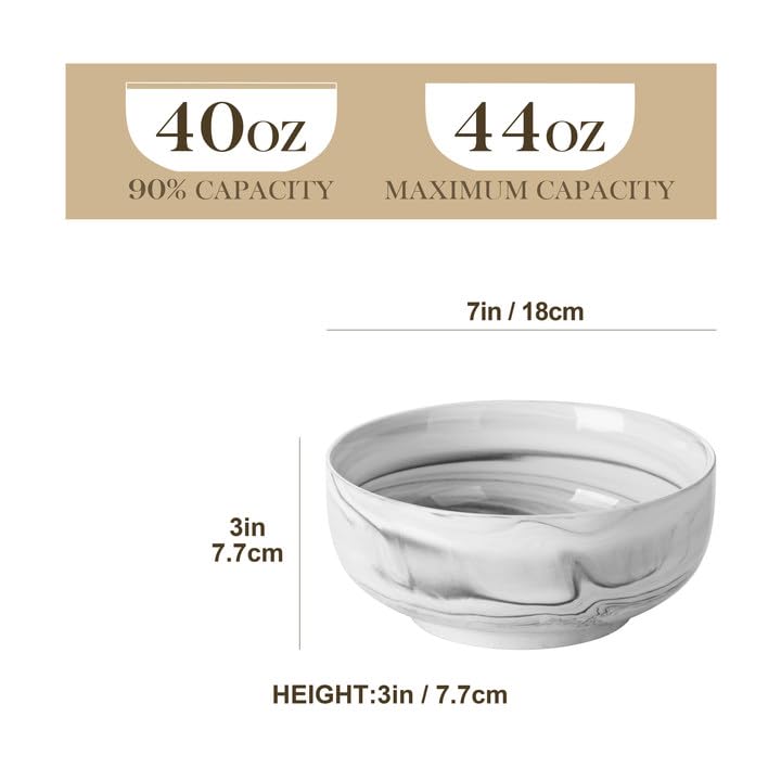 MALACASA Salad Bowls  114 OZ(10"") Extra Large Serving Bowls Set of 2  Porcelain Marble Grey Bowls Set for Soup  Salad  Ramen and Fruit  Dishwasher& Microwave Safe  Series REGULAR - Image 2
