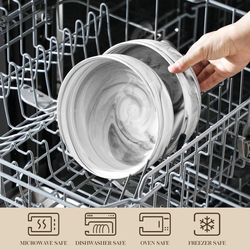 MALACASA Salad Bowls  114 OZ(10"") Extra Large Serving Bowls Set of 2  Porcelain Marble Grey Bowls Set for Soup  Salad  Ramen and Fruit  Dishwasher& Microwave Safe  Series REGULAR - Image 4