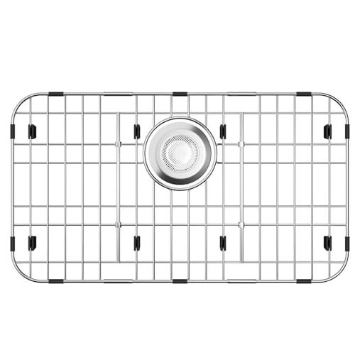 jkxoo 23 x 13 Sink Protectors for Kitchen Sink Stainless Steel Kitchen Sink Protector Sink Grate for Bottom of Kitchen Sink with Rear Drain Sink Grid for Single Bowl Kitchen Sink - Image 1