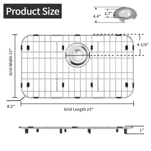 jkxoo 23 x 13 Sink Protectors for Kitchen Sink Stainless Steel Kitchen Sink Protector Sink Grate for Bottom of Kitchen Sink with Rear Drain Sink Grid for Single Bowl Kitchen Sink - Image 3