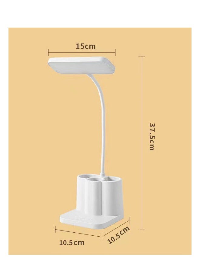 Desk Lamp with Pen/Phone Holder Rechargeable Desk Light with Flexible Gooseneck 3 Color Modes Stepless Dimming Eye Caring Small Study Lamp for Dorm Bedroom - Image 2