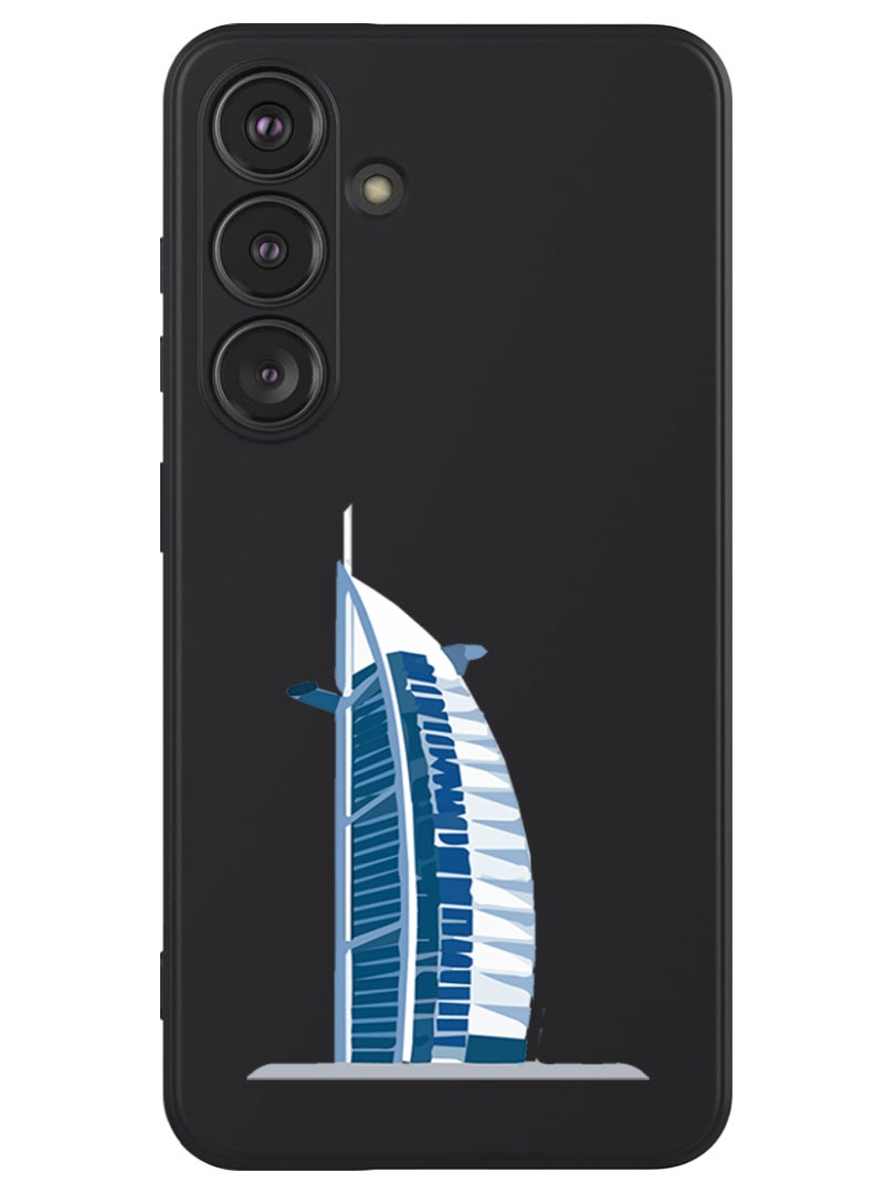 Theodor Protective Slim Fit Case Liquid Silicone Cover with Full Body Protection Anti-Scratch Shockproof Case For Samsung Galaxy S24 Plus (Black) - Burj Al arab - Image 1