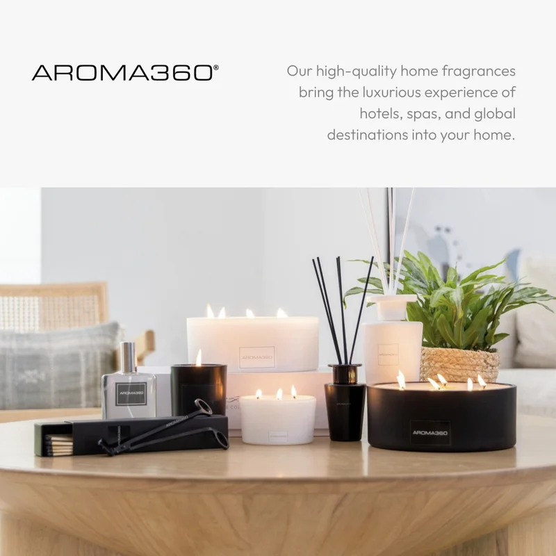 Aroma360  Chandelier - Paris Collection Candle Duo - Scented Candles with Essential Oils - Bergamot, Jasmine, Saffron & Sweet Berry - Soy Candles - 80hr Burn - Set of 2  | Best Price UAE