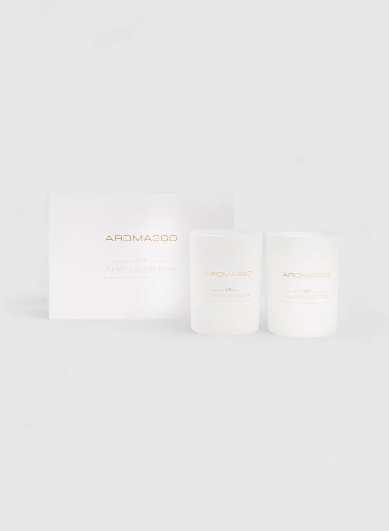 AROMA360 Chandelier - Paris Collection Candle Duo - Scented Candles with Essential Oils - Bergamot, Jasmine, Saffron & Sweet Berry - Soy Candles - 80hr Burn - Set of 2