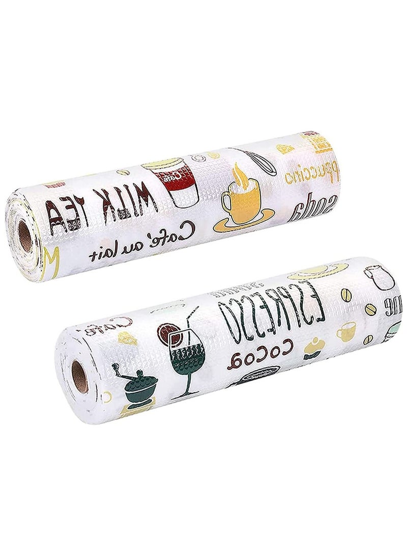 SYOSI Kitchen Liner, 2 Rolls 30 x 300cm Shelf Liner, Non-Slip Drawer Liners, Water-Proof Dust-Proof Cupboard Liners, with Cute Cutlery Pattern, for Drawers, Shelves, Cabinets, Refrigerator, Desks - Image 1