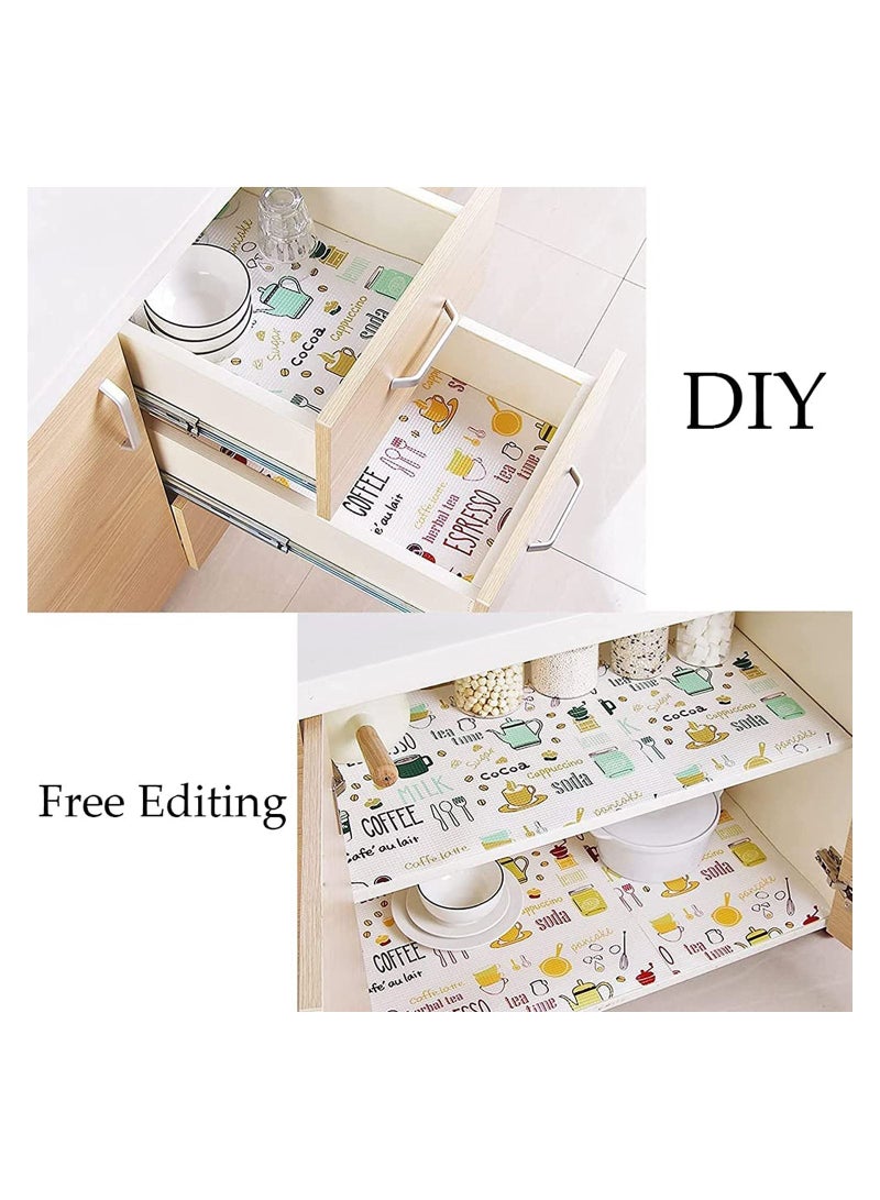 SYOSI Kitchen Liner, 2 Rolls 30 x 300cm Shelf Liner, Non-Slip Drawer Liners, Water-Proof Dust-Proof Cupboard Liners, with Cute Cutlery Pattern, for Drawers, Shelves, Cabinets, Refrigerator, Desks - Image 5