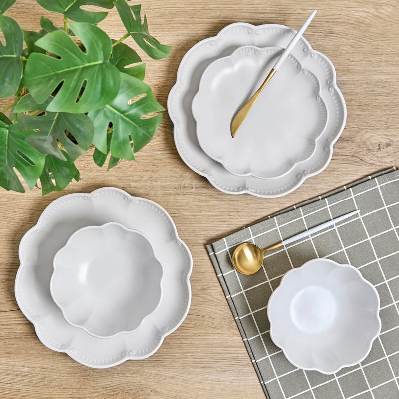 Sango Bethany 12 Pieces Scalloped White Plates & Bowls Set - Image 5