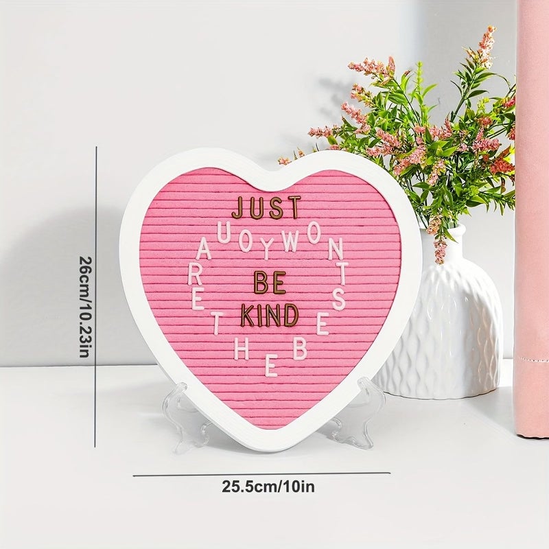 Heart Shaped Felt Letter Board Sign 10x10 Inch Message Board With 170 Changeable White Alphabet Letters Numbers And Icons For Party Baby Announcement Wedding Wall And Tabletop Decor Floor Mount Crude Wood Display In Heart Gray - Image 2