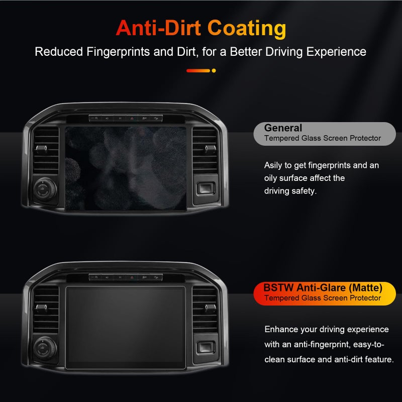 BSTW F150 Matte Screen Protector for 2021-2026 Ford F-150 Lightning/F150 SYNC 4 12-Inch F-150 Pickup Truck Accessories 9H Anti-Fingerprint & Glare Tempered Glass Protective Film - Image 3