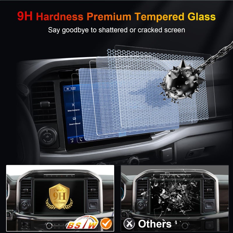BSTW F150 Matte Screen Protector for 2021-2026 Ford F-150 Lightning/F150 SYNC 4 12-Inch F-150 Pickup Truck Accessories 9H Anti-Fingerprint & Glare Tempered Glass Protective Film - Image 4