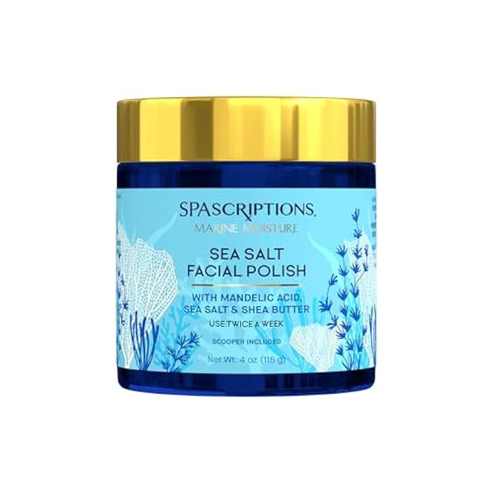 Spascriptions Marine Moisture Sea Salt Facial Polish, Exfoliating Facial Scrub, Salt Scrub to Exfoliate & Moisturize Skin, Deep Cleansing, Pore Refining, Softens, Detoxifies, Cleanses, 4 oz - Image 1