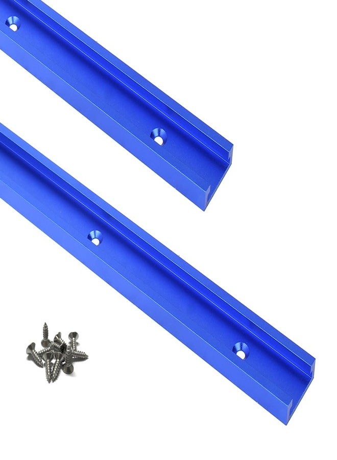 KETIPED 2pc Aluminum 400mm Double-Cut Profile Universal 3/4" T-Track with Predrilled Mounting Holes and Wood Screws,30 Type T Track for Woodworking Jigs and Fixtures,Drill Press Table,(15.75in)-BL - Image 1