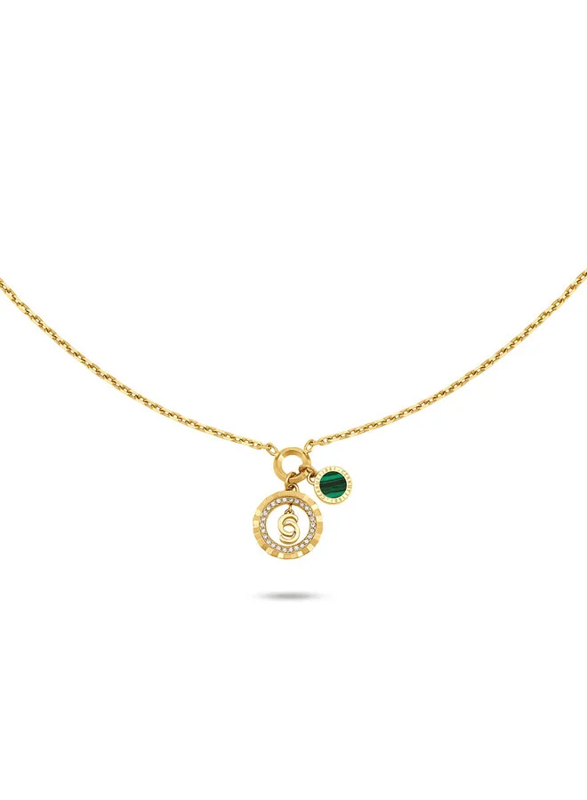 Fiora Gold Double Round Motif Necklace for Women
