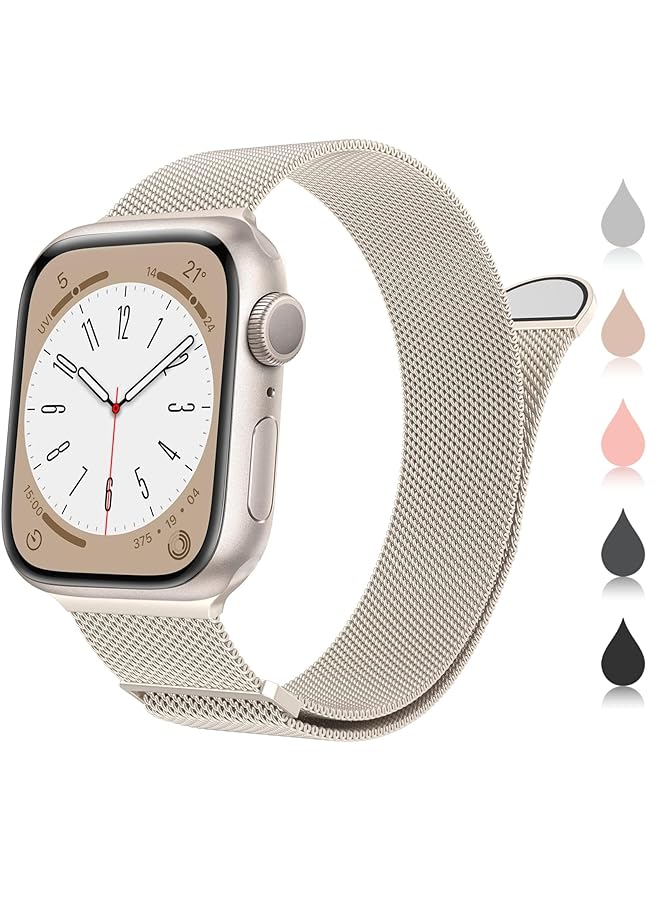 XST Compatible For Watch Band 38Mm 40Mm 41Mm For Women Men Stainless Steel Mesh Loop Magnetic Clasp Replacement Wristband Strap Compatible With Iwatch Se And Series 8 7 6 5 4 3 2 1 Starlight - Image 1