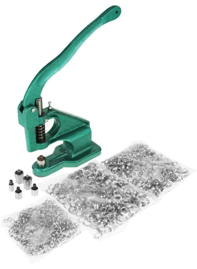 klarako Hand Press Grommet Machine, 3 Die Manual Grommet Press Punch Machine Grommet Tool Eyelet Kit with 1500pcs Grommets Eyelet Tool for Banners Signs Awnings Posters Curtains Digital Printing - Image 1
