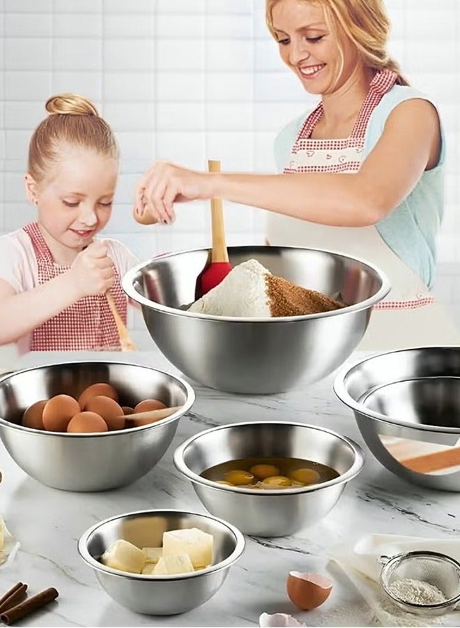 ULHYC Stainless Steel Mixing Bowls, 6 Pack Kitchen Bowls, Nesting Bowls for Cooking, Baking, Salad, Marinating - Image 2