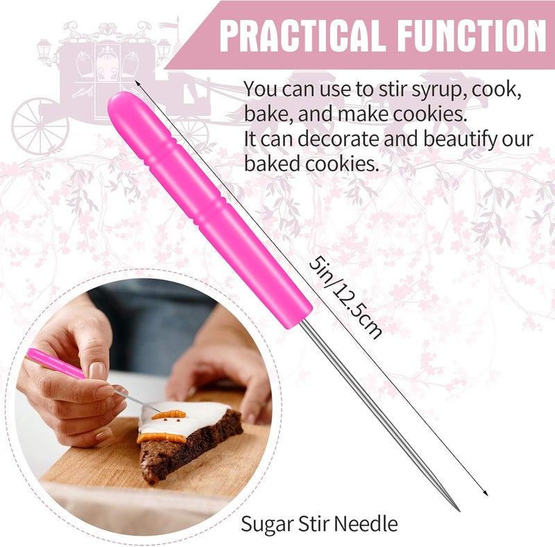 Geiserailie 8 Pieces Princess Cookie Cutter Set with Crown Dress Castles Unicorn Head Shapes Stainless Steel Fondant Biscuit Cutters and 6 Pieces Sugar Stirring Pins - Image 4