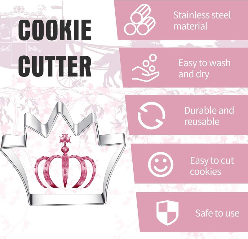 Geiserailie 8 Pieces Princess Cookie Cutter Set with Crown Dress Castles Unicorn Head Shapes Stainless Steel Fondant Biscuit Cutters and 6 Pieces Sugar Stirring Pins - Image 3