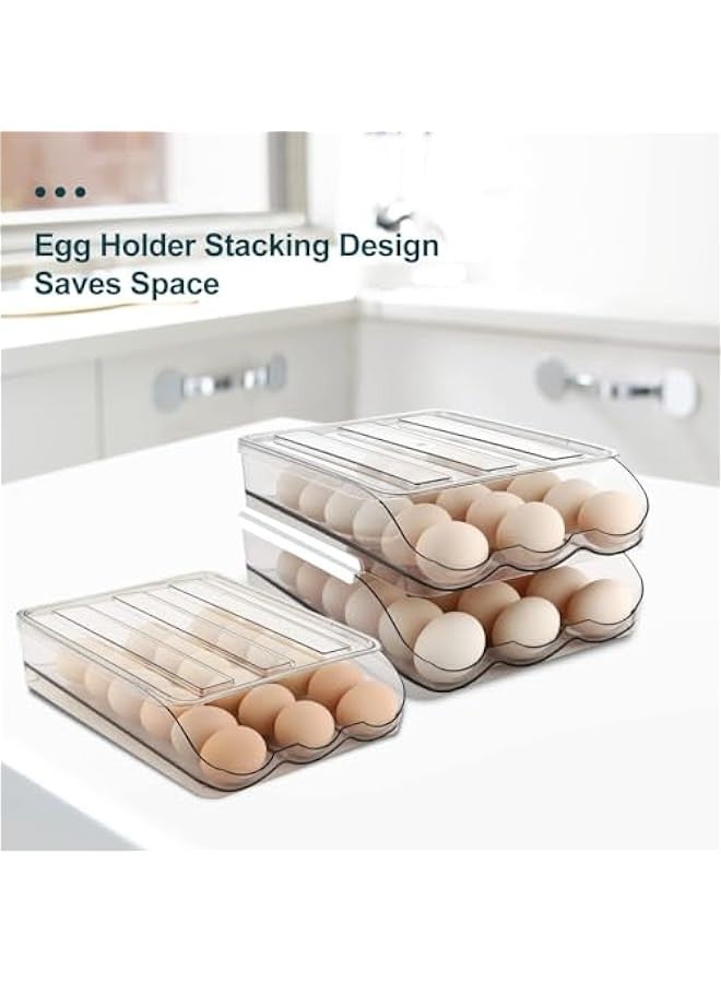 بيوينتي حامل بيض دوار تلقائي من طبقتين للثلاجة من بابوريتش - 36 صندوق تخزين طازج للثلاجة، صندوق منظم، صينية بلاستيكية شفافة - Image 4