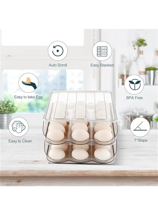 بيوينتي حامل بيض دوار تلقائي من طبقتين للثلاجة من بابوريتش - 36 صندوق تخزين طازج للثلاجة، صندوق منظم، صينية بلاستيكية شفافة - Image 5