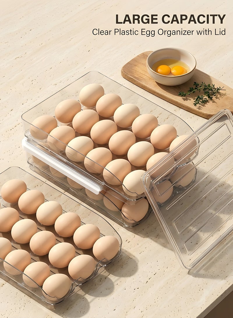 Beauenty 2 Layer Automatically Rolling Egg Holder for Refrigerator - 36 Fresh Storage Container Box for Fridge, Organizer Bin, Clear Plastic Tray - Image 3